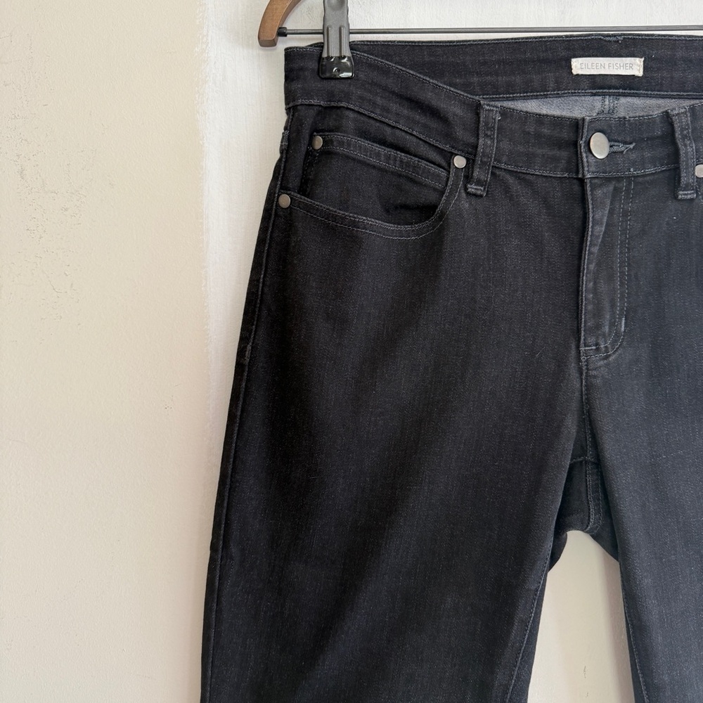Eileen Fisher Light Black Stretch Straight Jeans Mid-Rise Size 28 - Picture 6 of 16